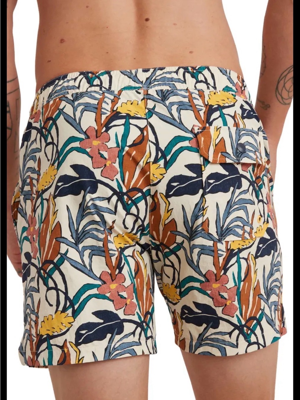Marine Layer Swim Trunks Men’s Large Natural Floral Print  Mesh Pockets